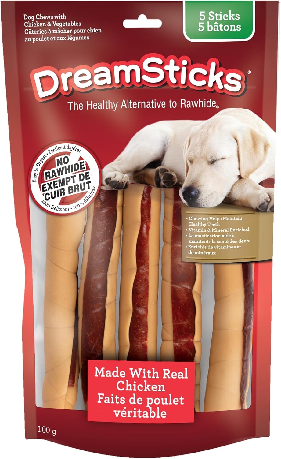DreamBone DreamSticks Rawhide-Free Dog Treats With Real Protein