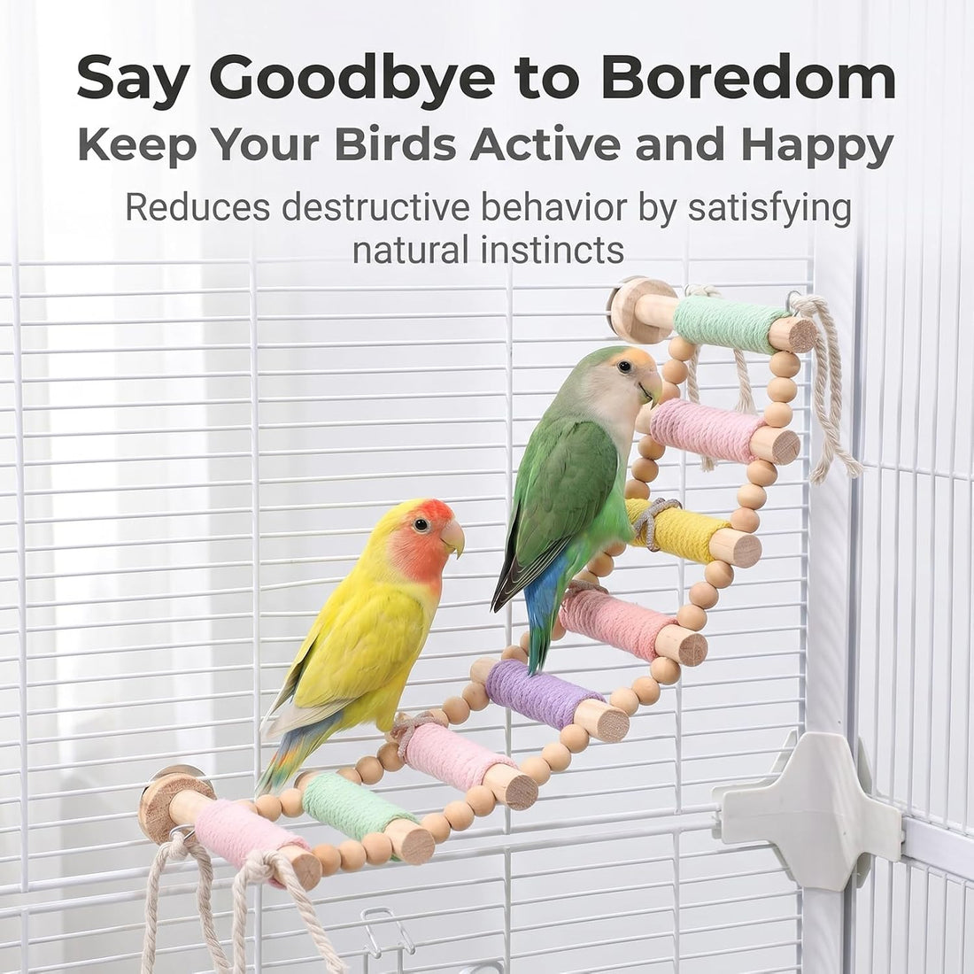 Bendable 10‑Step Parrot Rope Ladder Perch for Small Parrots