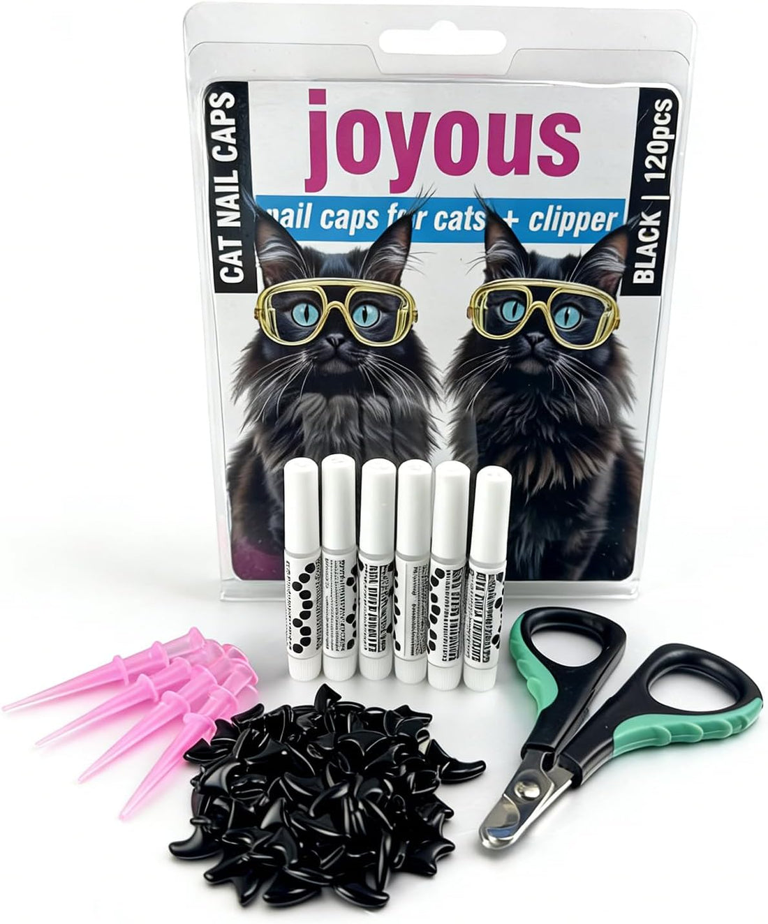 joyous 120pcs Black Kitten Cat Nail Caps Original Factory Set