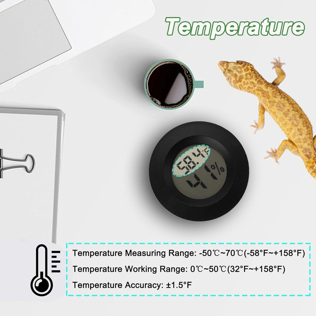 Reptile Thermometer and Humidity Gauge Digtal Terrarium Thermometer