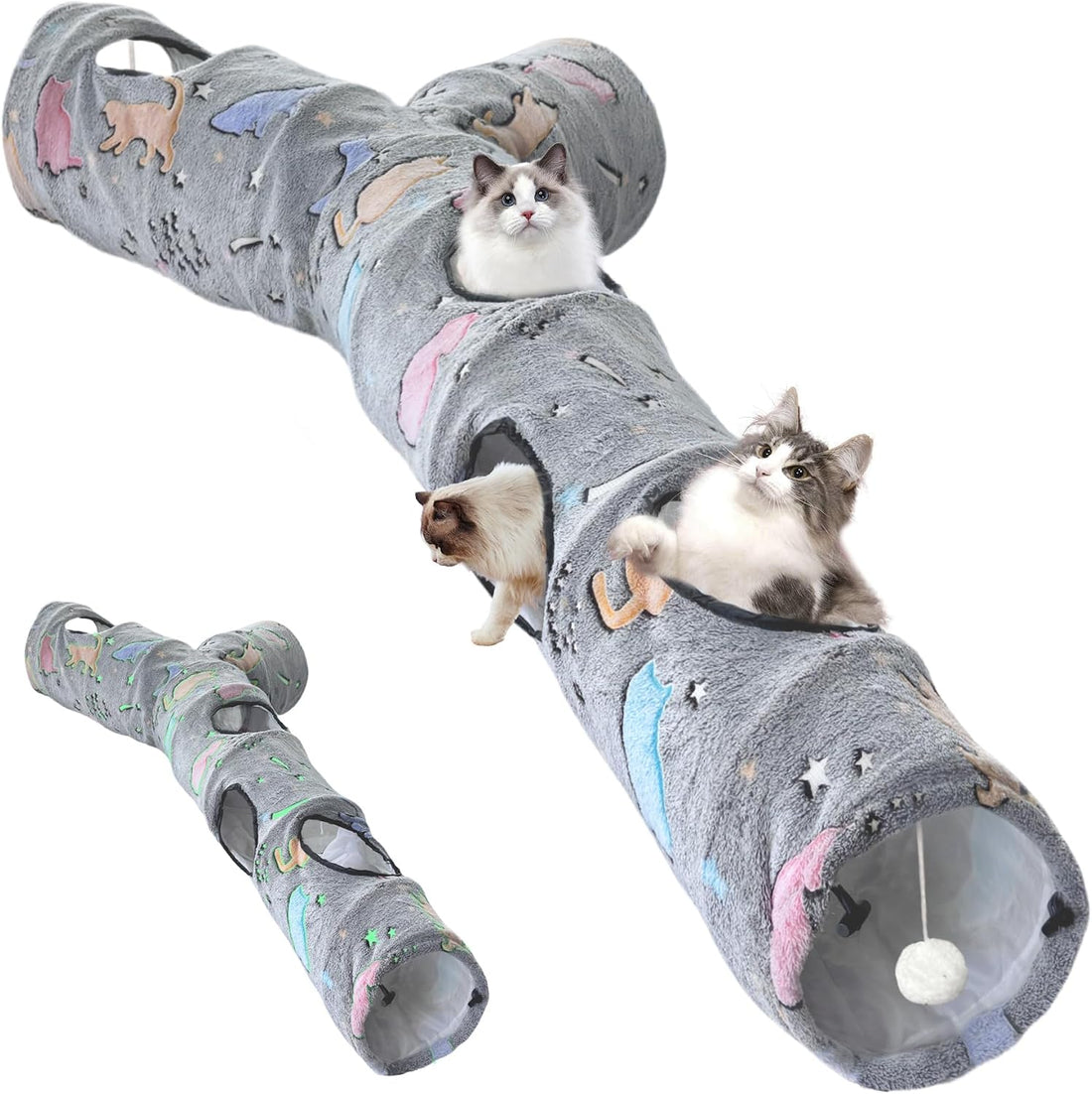 Cat Tunnel,Cat Tunnels for Indoor Cats,Tree Trunk Play Toy for Large