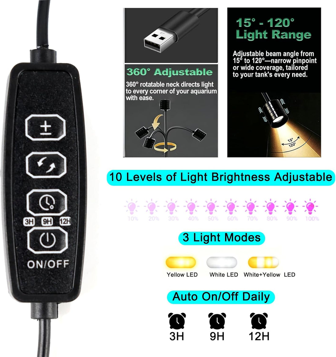 Desktop Fish Tank Kit, 3-in-1 Aquarium Starter with Filter & LED Light