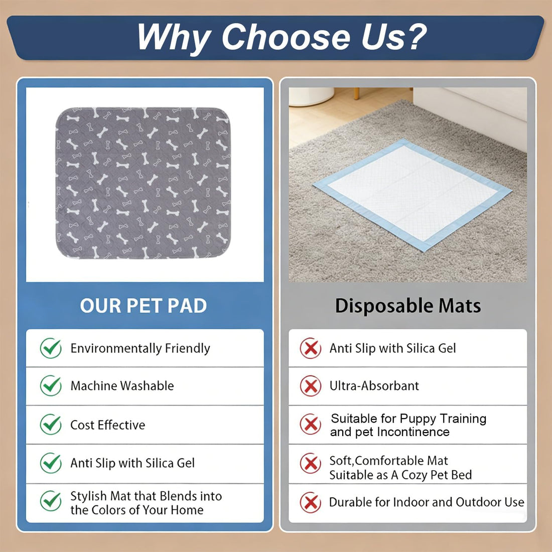 Puppy Pads with Pheromones, Washable Pee Pads for Dogs Potty Training
