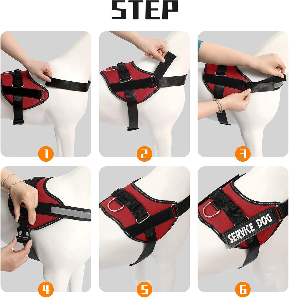 MUMUPET Service Dog Harness, No Pull & Reflective Pet Vest, Red, S