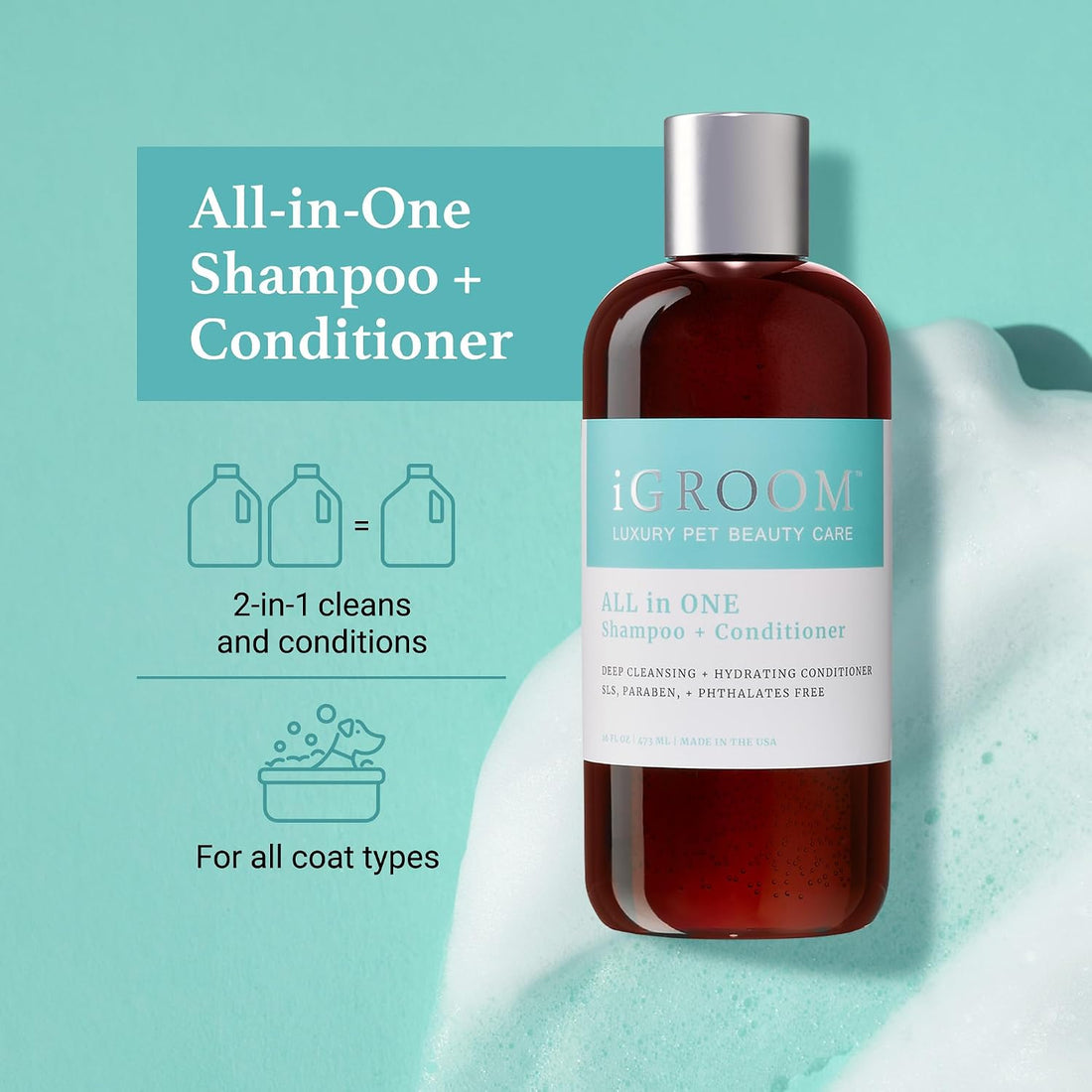 iGroom All-in-One Dog Shampoo + Conditioner, Luxury Pet Beauty Care