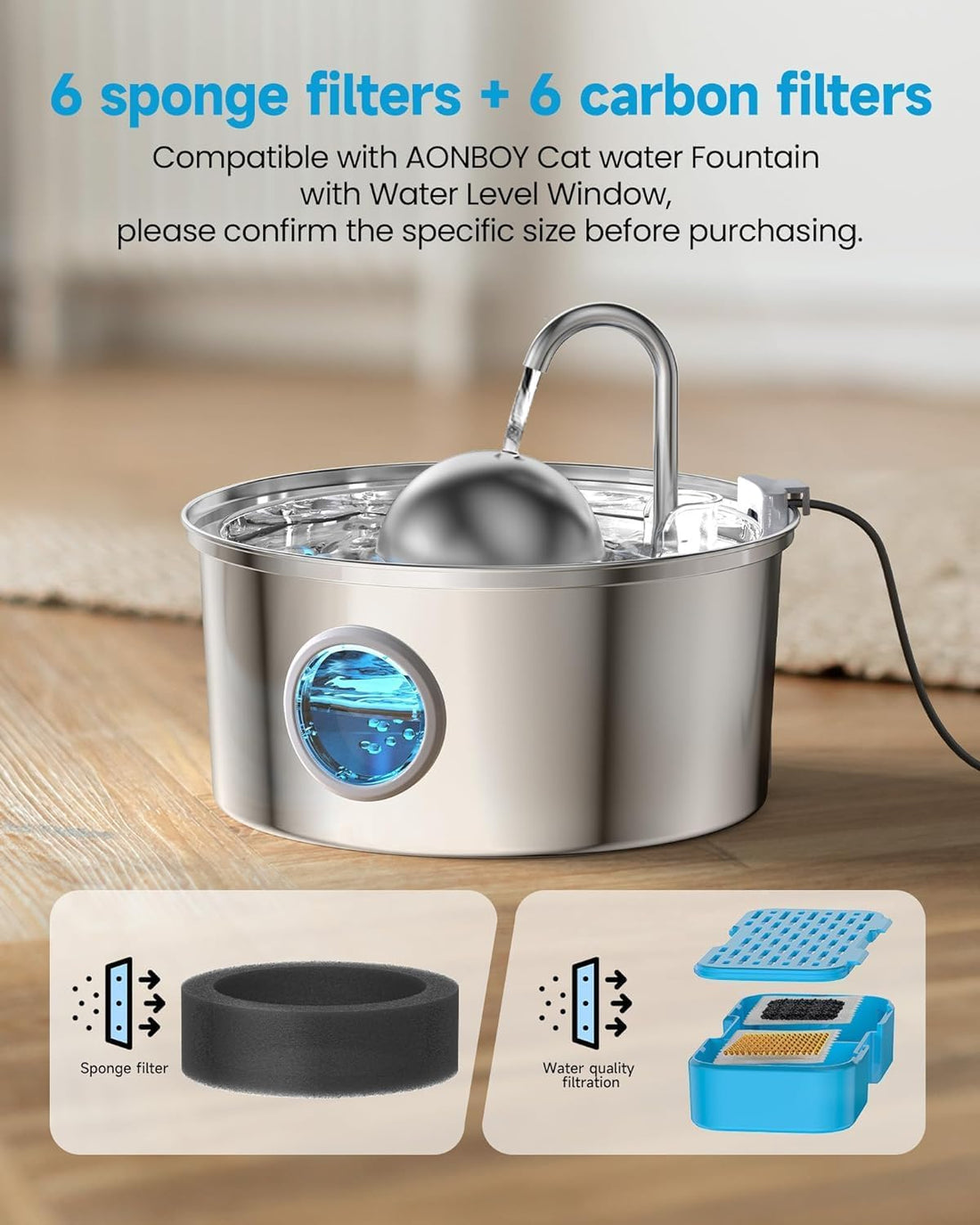 AONBOY Cat Water Fountain Filter: 12 Cat Fountain Filter Replacement