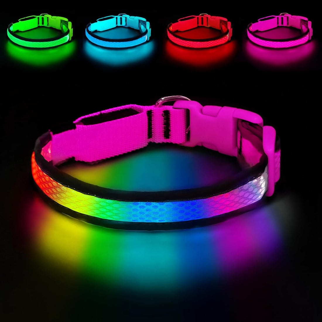 LED Dog Collar, Light Up Dog Collar,for Night Walking(Large,Green)