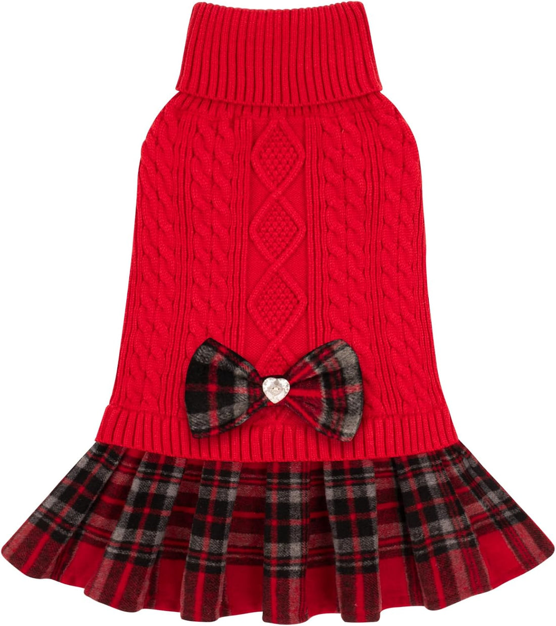 KYEESE Dog Sweater Dress for Small Dogs Turtleneck Thick Knit Pullover