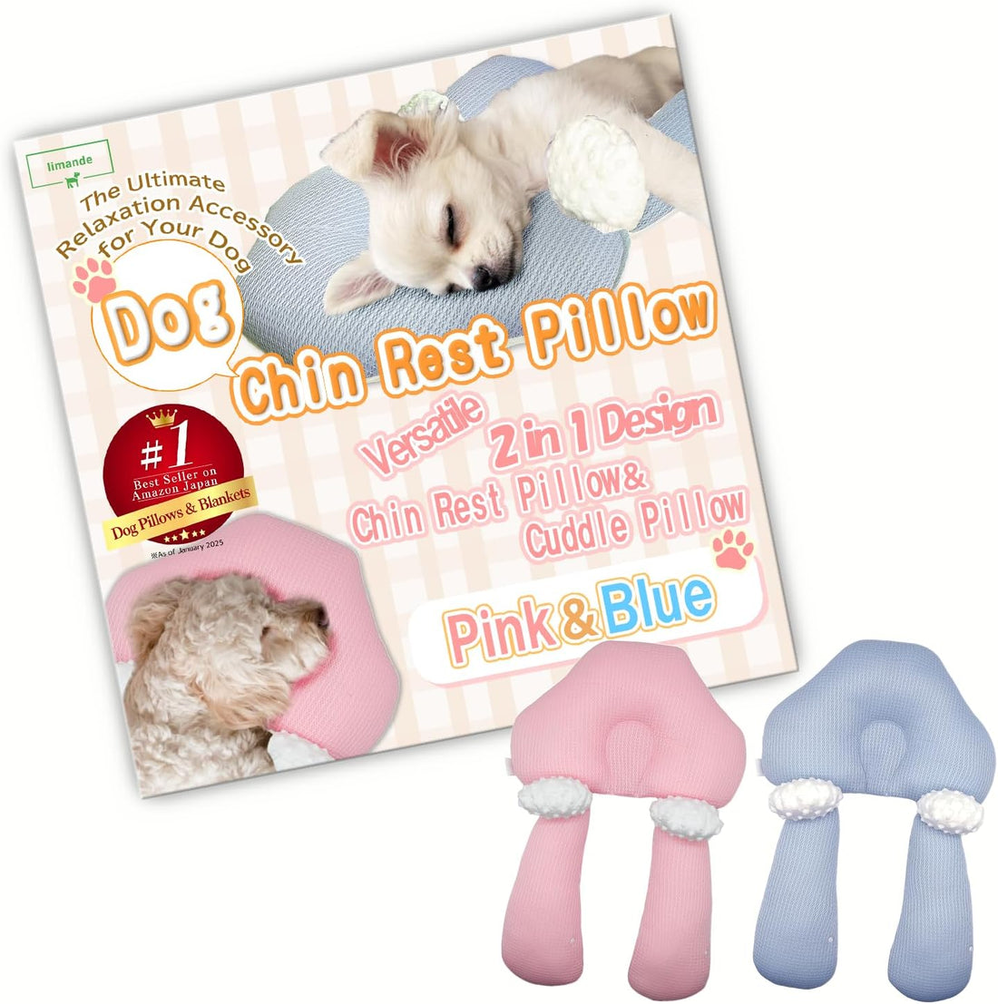 Dog Calming Pillow, Chin Rest Cushion for Senior Dogs