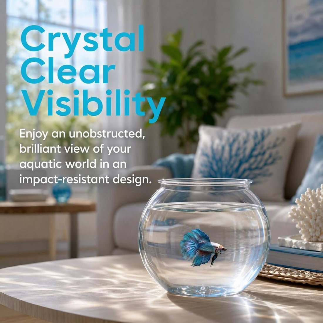 Clear Plastic Fish Bowl Round Aquarium 8.6 Inch Wide
