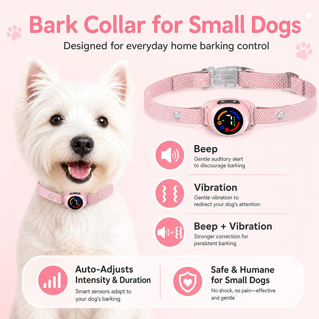 Bark Collar for 5-30 lbs Dogs, No Bark Collar for Small Dogs