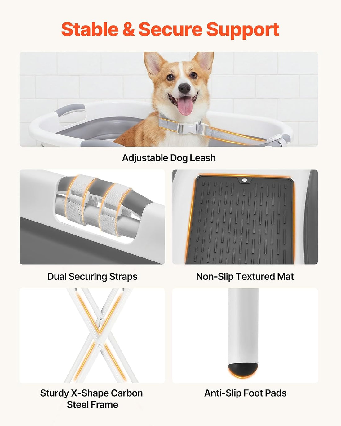 VEVOR Dog Bathtub, Elevated Dog Bath Tub