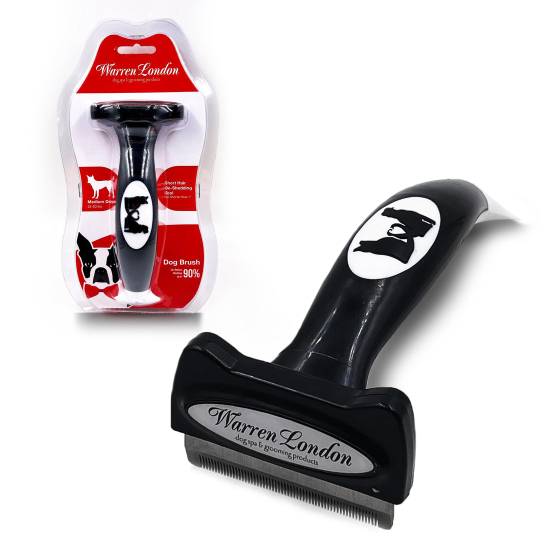 Warren London Deshedding Brush for Medium Dogs, Short Hair