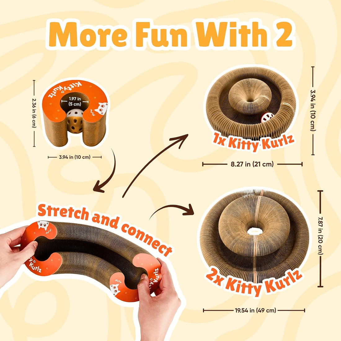 KITTY KURLZ Interactive Cat Toy & Cardboard Cat Scratcher