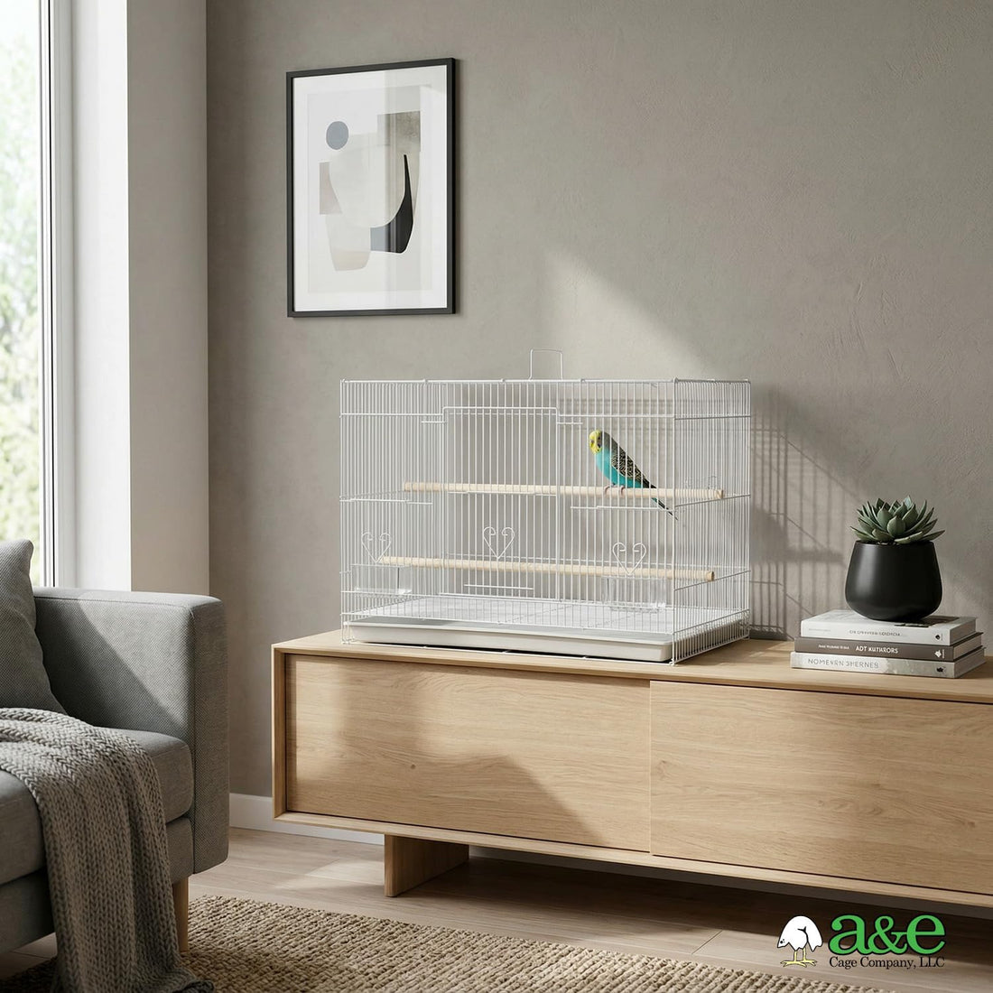 A&E Cage Co 503 Flight Bird Cage for Finches & Parakeets, 24"x16"x16"