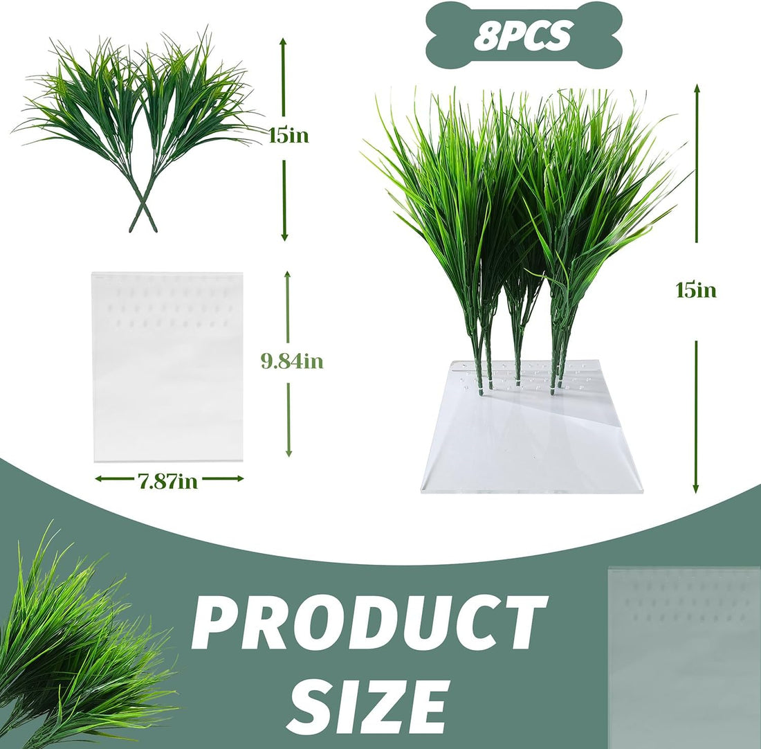 8Pcs Fake Grass Plants Pee Post for Dogs to Pee on