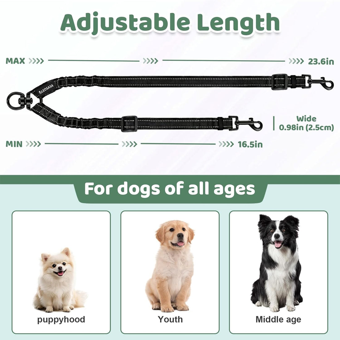 Double Dog Leash for 2 Dogs - No Tangle 360°Swivel Splitter