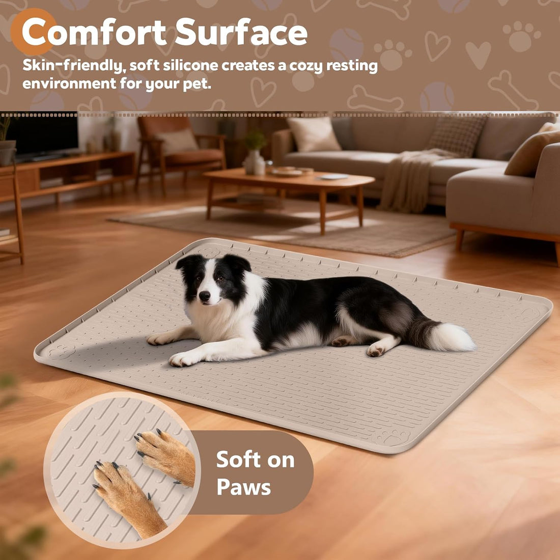 Silicone Dog Crate Mat 40"x 28" Under Dog Crate Kennel Pad Mat