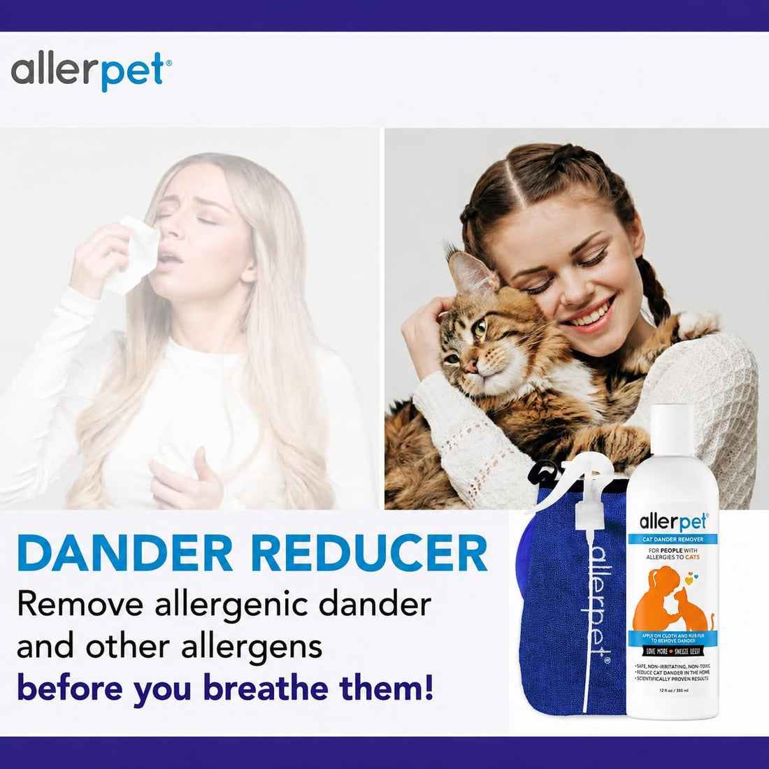 Allerpet Aloe Vera Free Cat Dander Remover - Pet Dander Allergy Relief