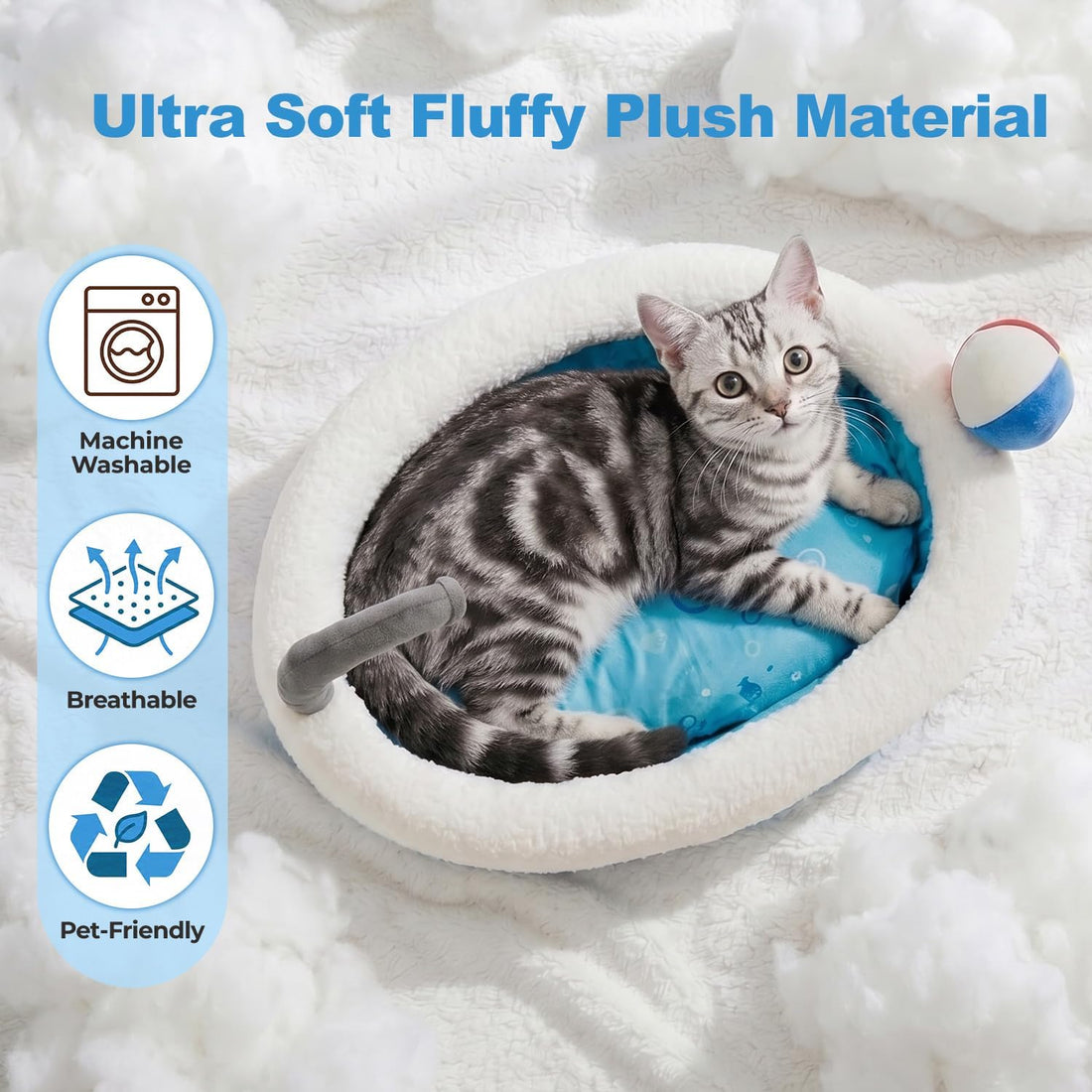 Bathtub Cat Bed, Calming Small Dog Bed 22in