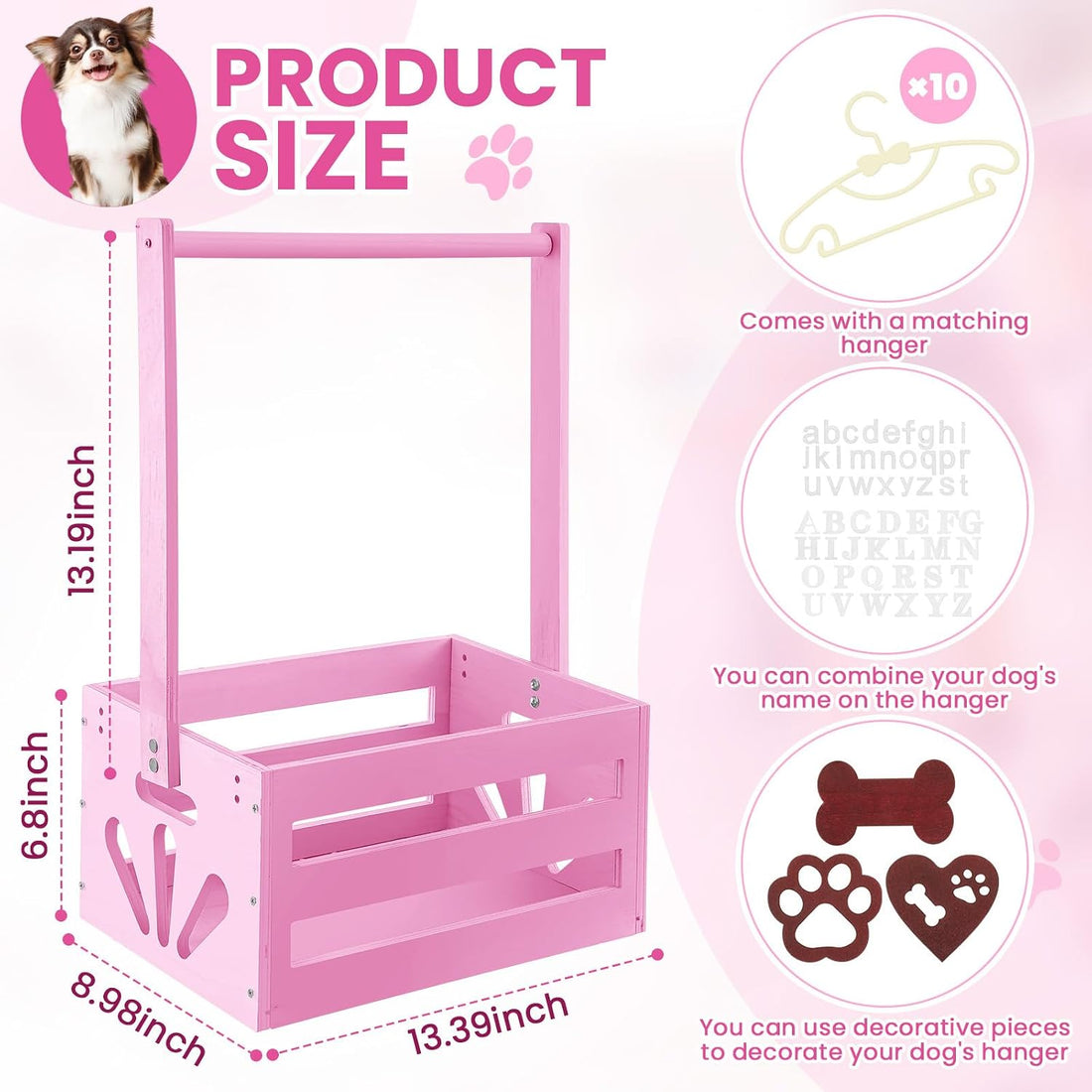 Teenyyou 20 x 13 x 9 Wooden Dog Closet Pet Wardrobe Crate Box