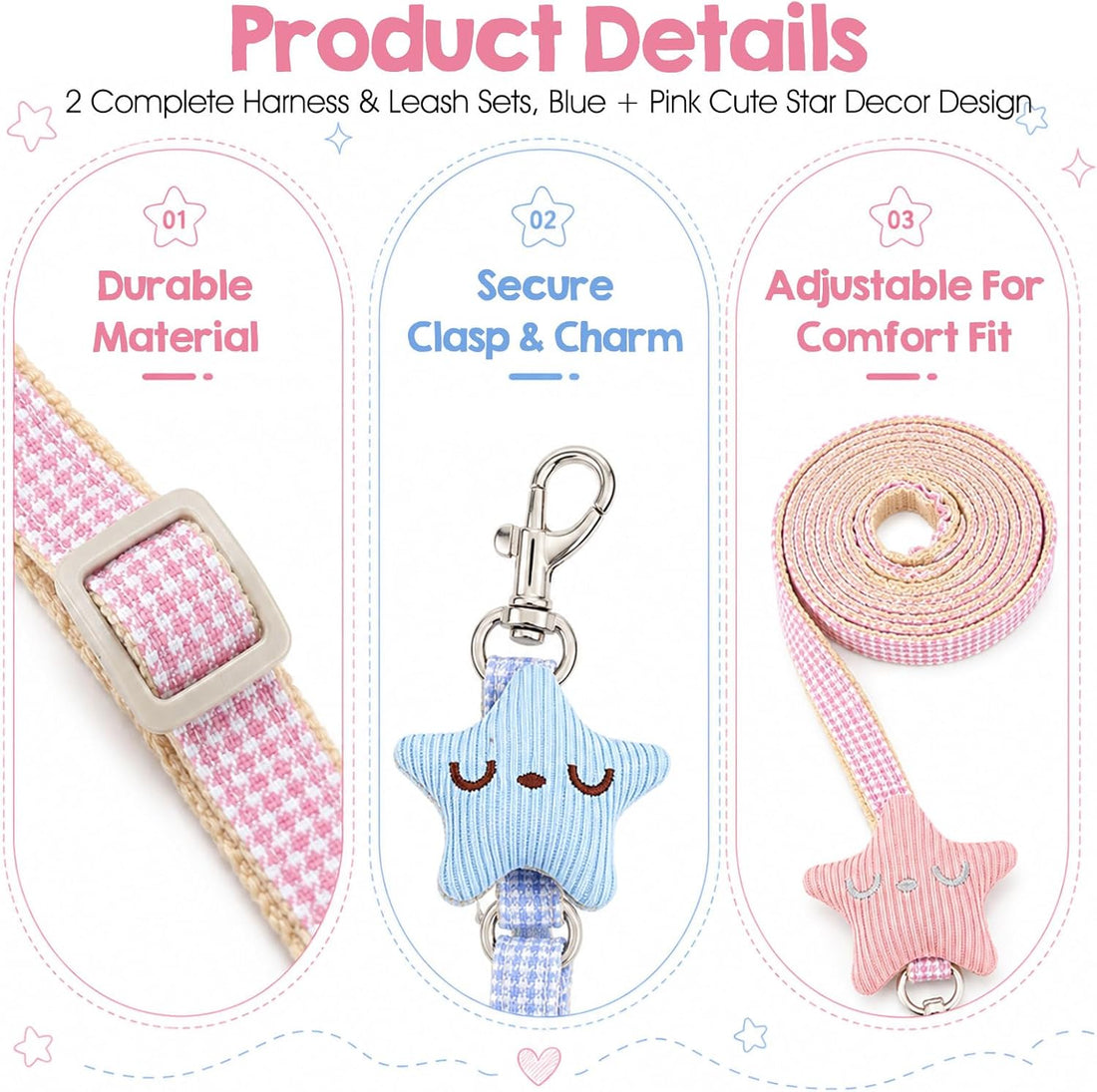 Andibro 2 Pcs Adjustable Chicken Harness and Leash Set
