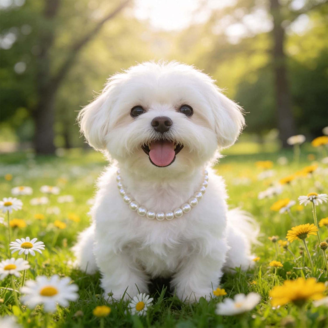 1 White Dog Pearl Necklace, Adjustable Pearl Necklace for Small Dogs