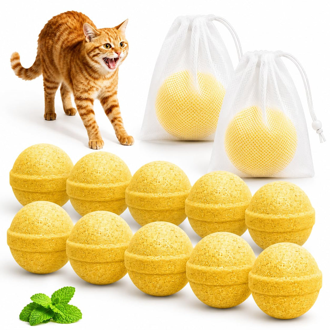 Cijoaui 12 Pcs Natural Cat Deterrent Balls - Peppermint Oil Scent