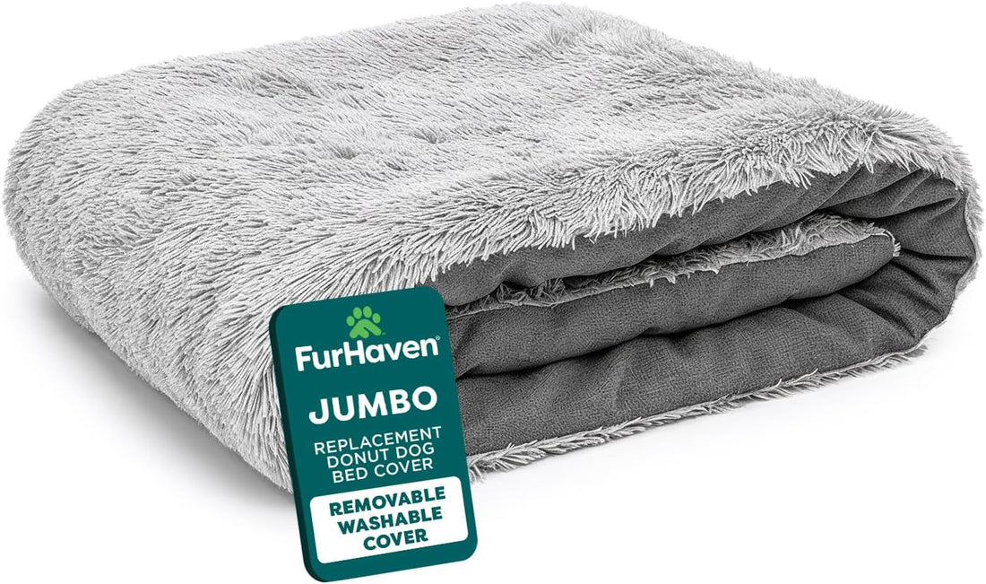 Furhaven Replacement Donut Dog Bed Cover Plush Long Faux Fur Calming