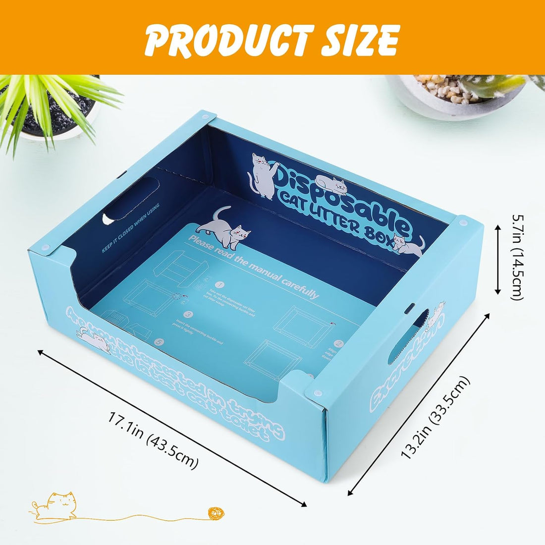 3 Pack Disposable Cat Litter Boxes, 17.1 x 13.2 x 5.7 in, Waterproof