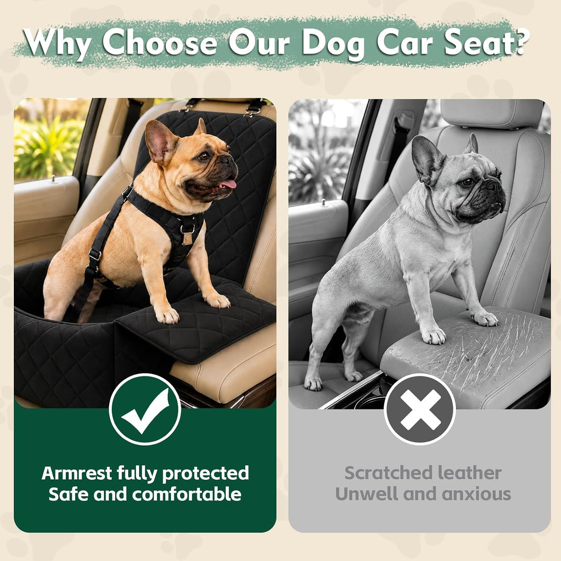 Dog Car Seat with Foldable Armrest for Small/Medium Dogs