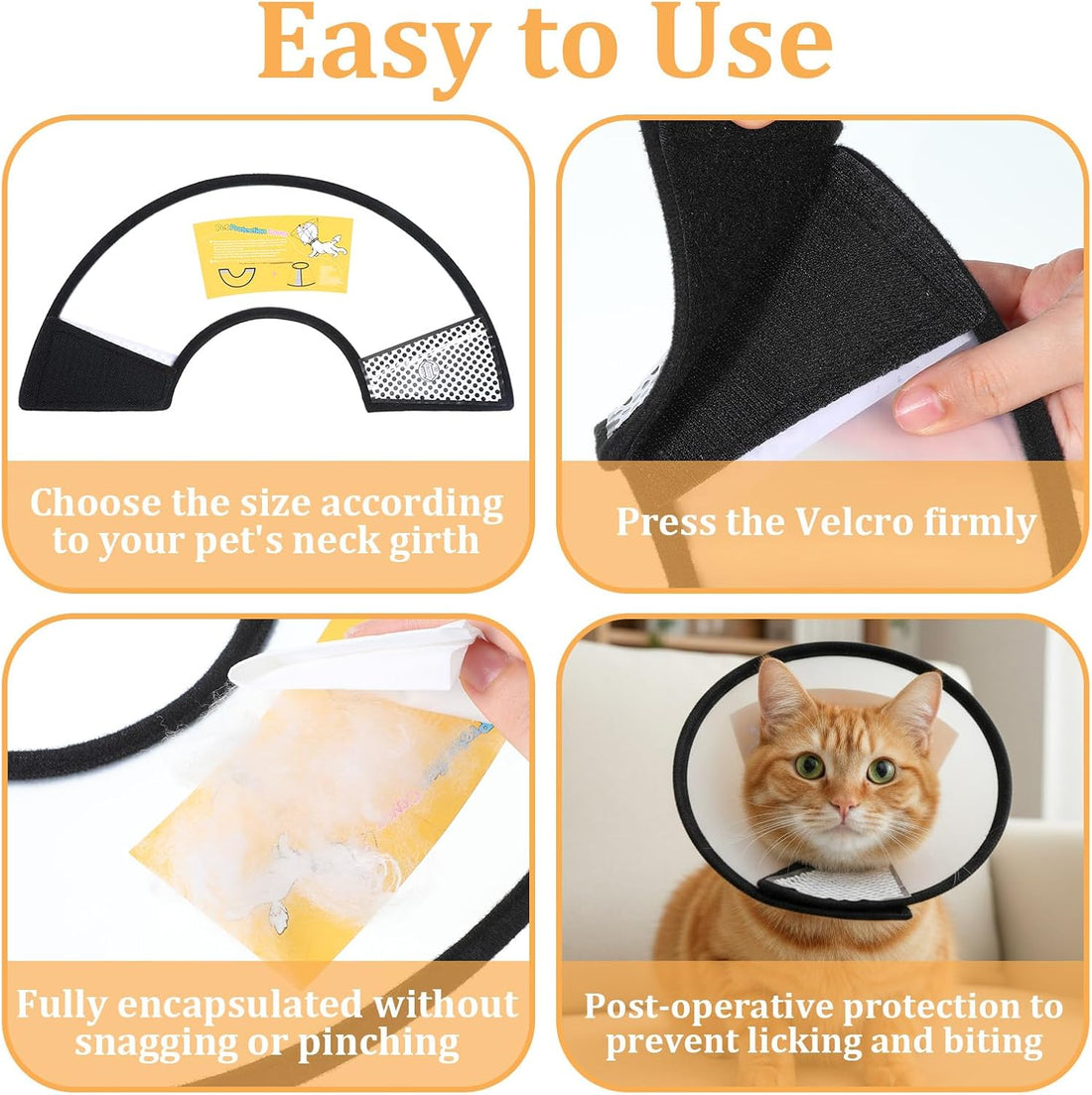 2 Pack Cat Cones to Stop Licking Transparent Plastic