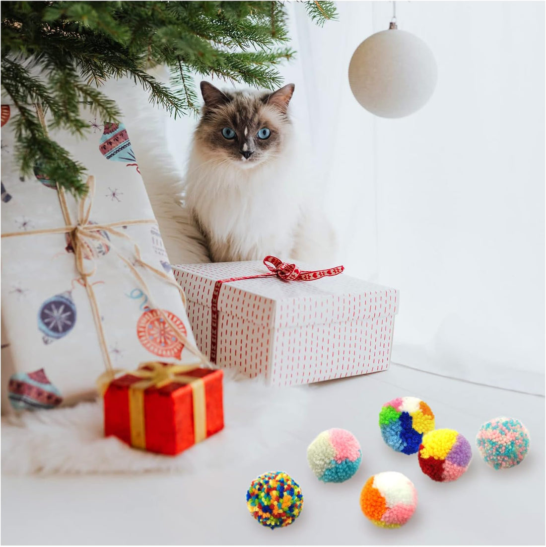 Andiker 6 Pcs Assorted Color Cat Ball Toys