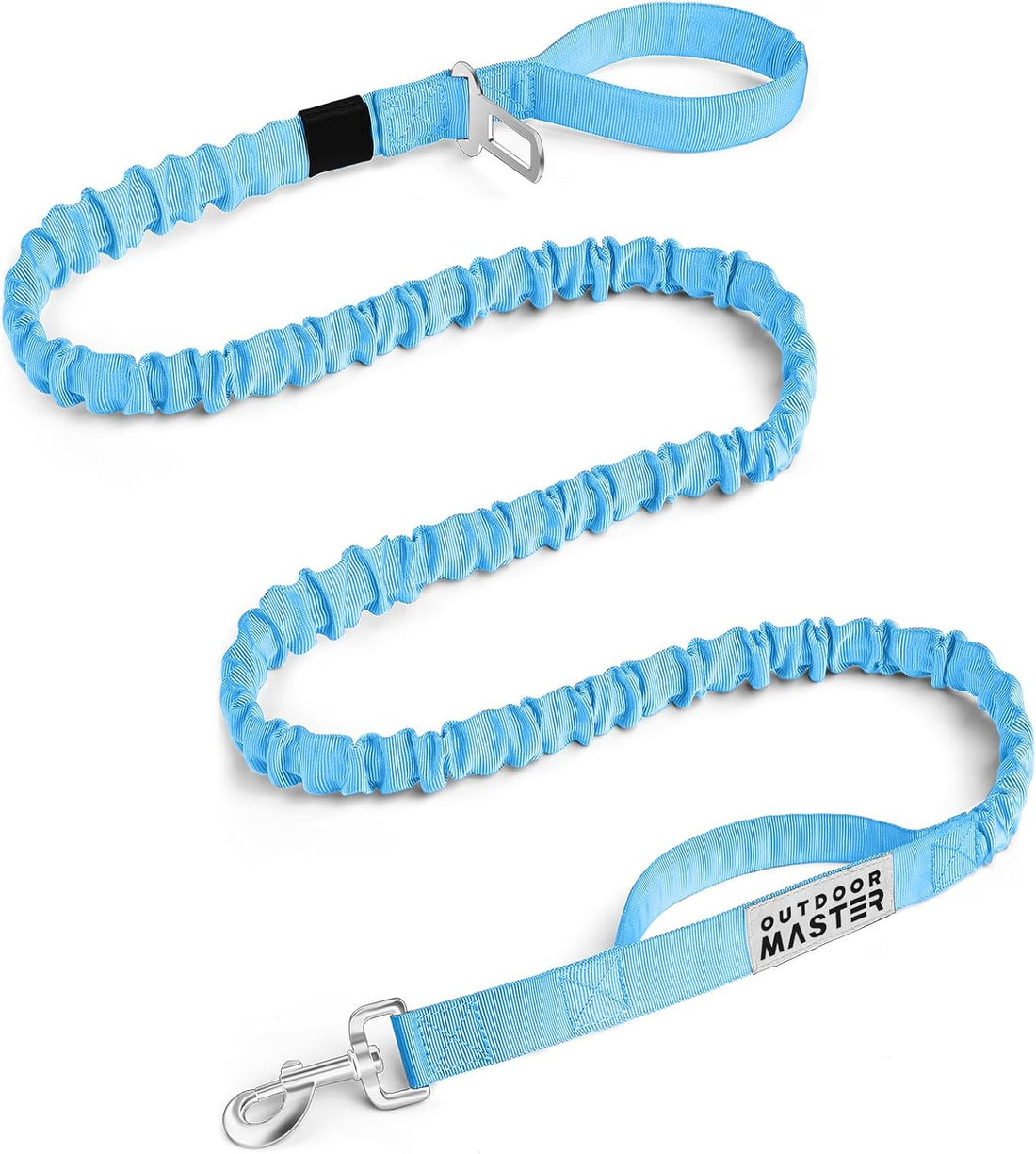 OutdoorMaster Bungee Dog Leash with Shock Absorption, Seatbelt-Buckle
