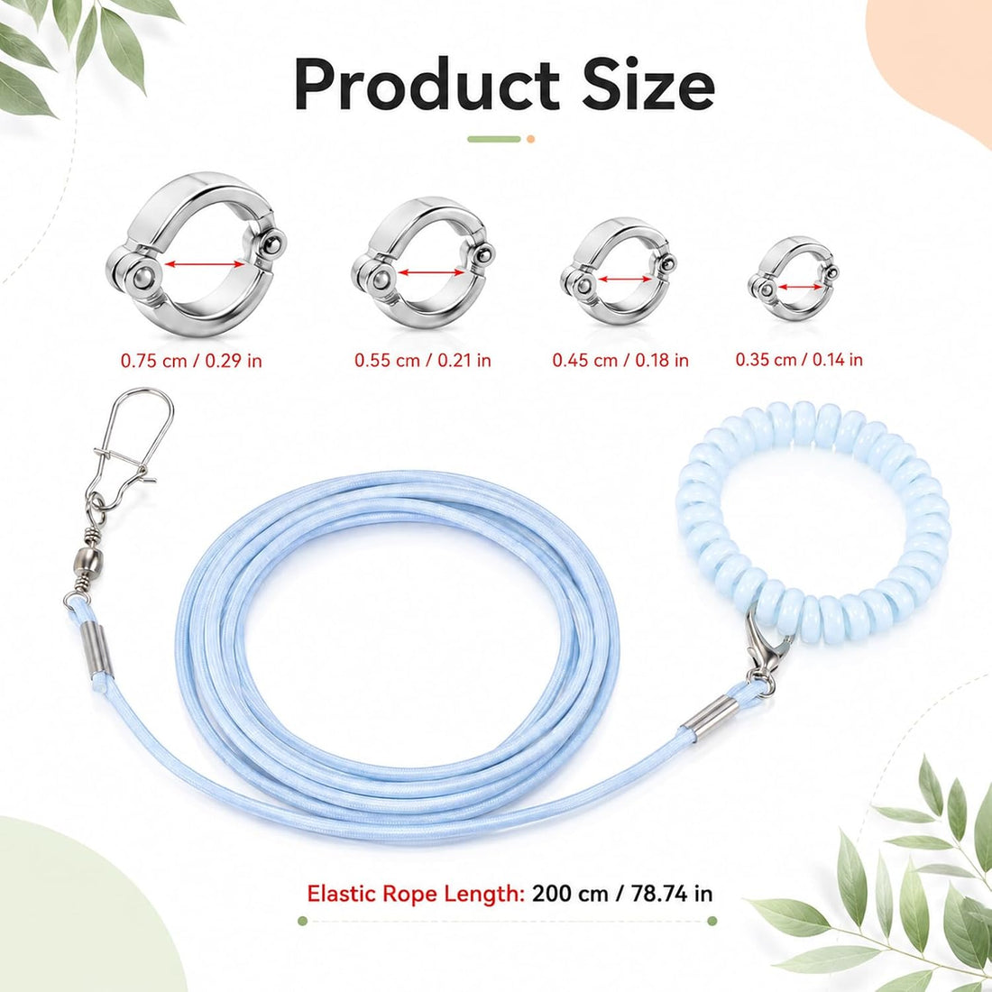 Bird Leash, 79 Inch Blue Parrot Leash