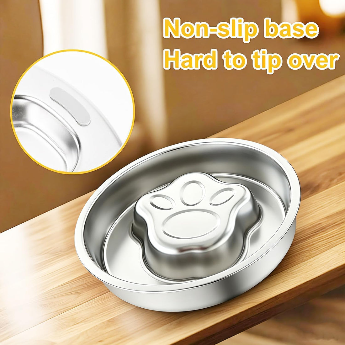Stainless Steel Slow Feeder Dog Bowls,Slow Food Bowl for Dog & Cat