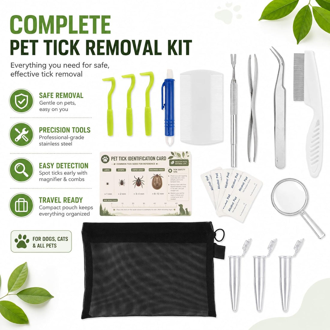 20 PCS Tick Removal Tool for Dogs, Stainless Steel Tick Puller Remover