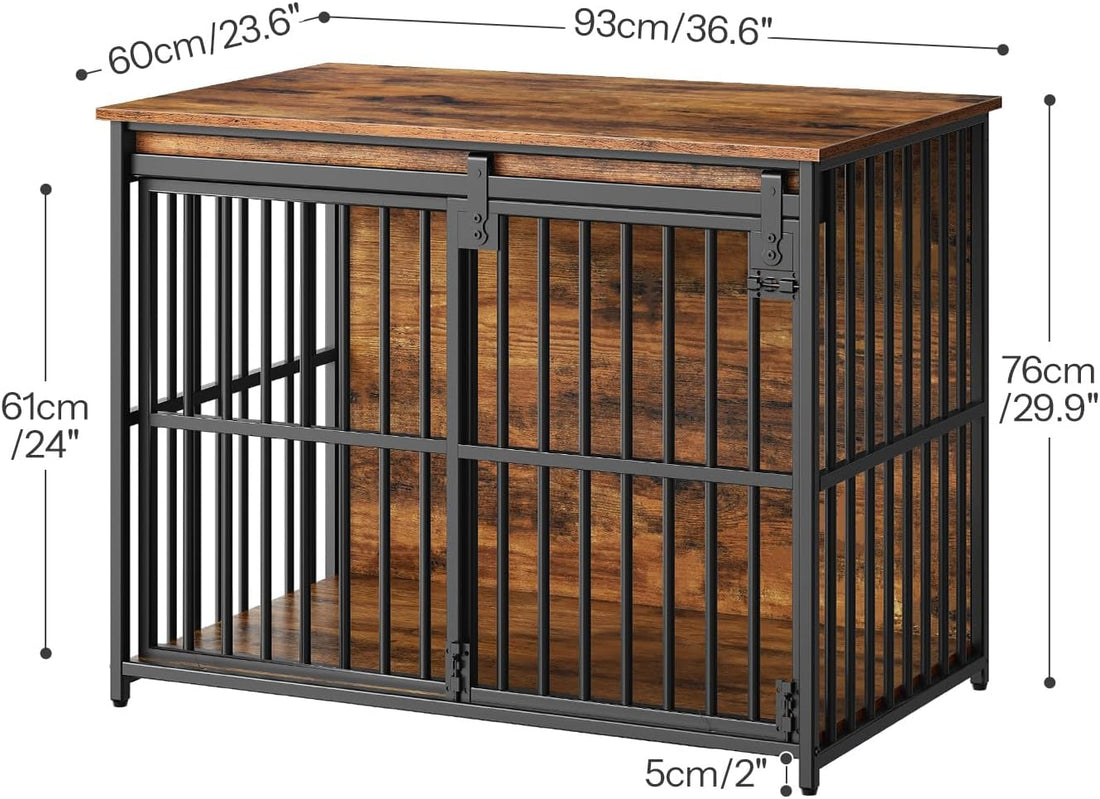 HOOBRO Dog Crate Furniture, 36.6" Heavy Duty Dog Kennel with Sliding