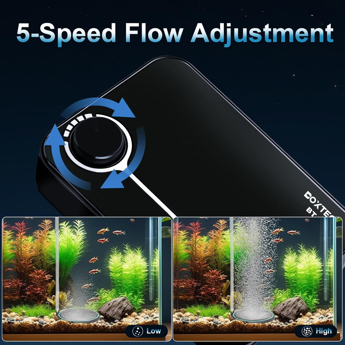 Boxtec Aquarium Ultra-Quiet Air Pump 8w - Adjustable Fish Tank Aerator