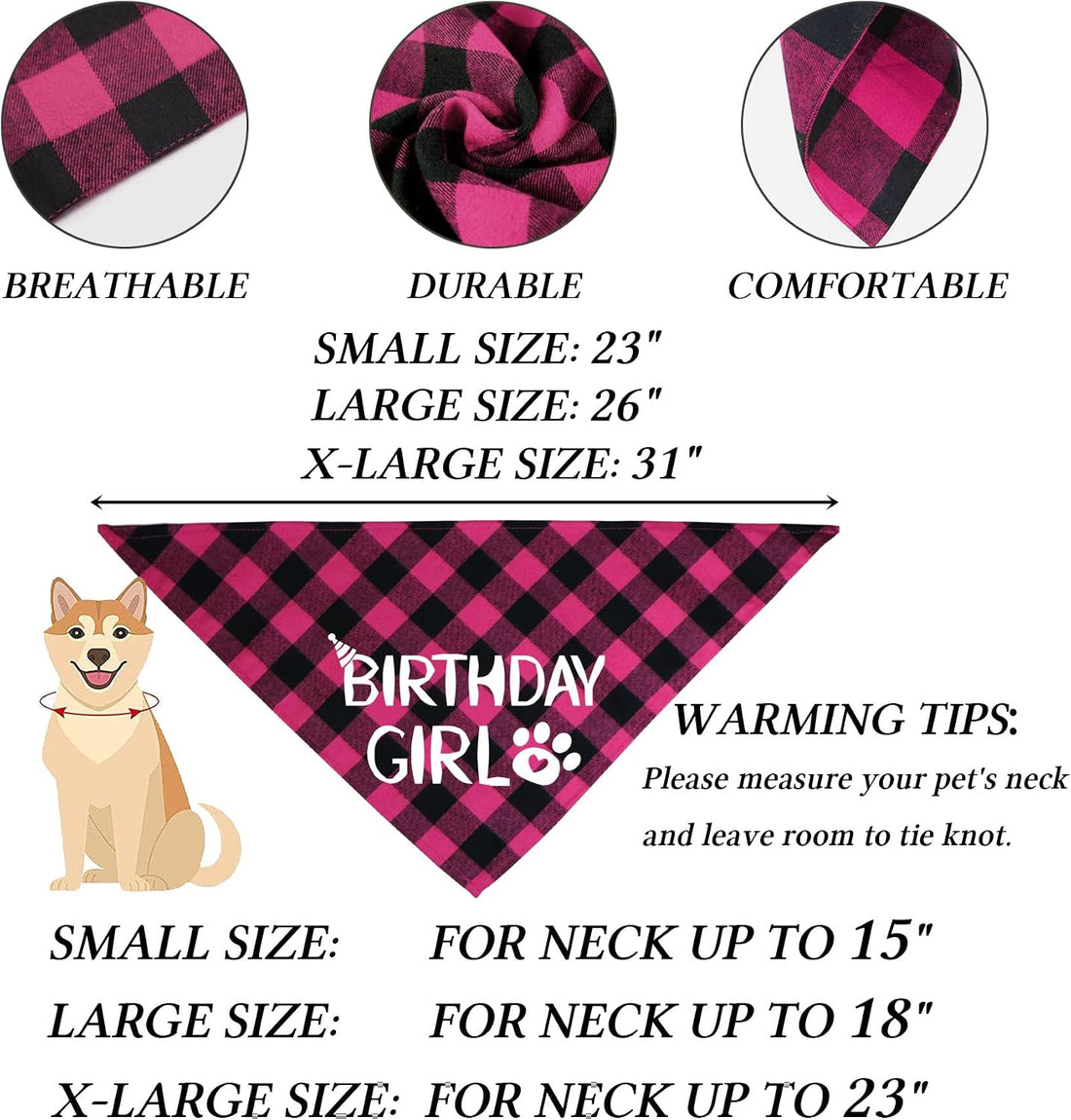 STMK Dog Birthday Bandana, Multi Sizes Dog Birthday Boy Bandana