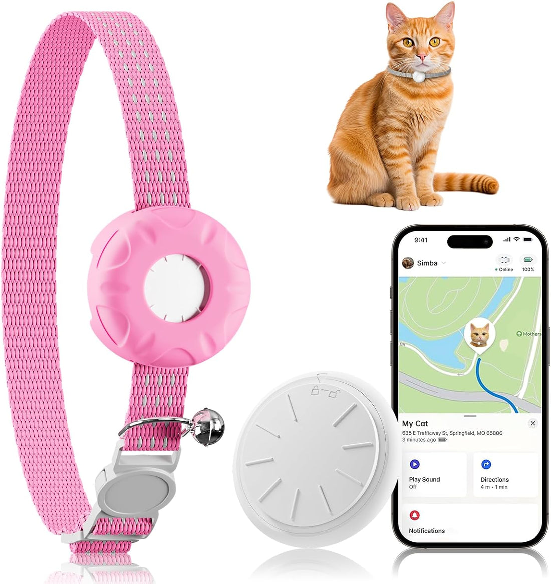 Cat Tracker, Cat Tracker Collar with Safety Elastic Buckle