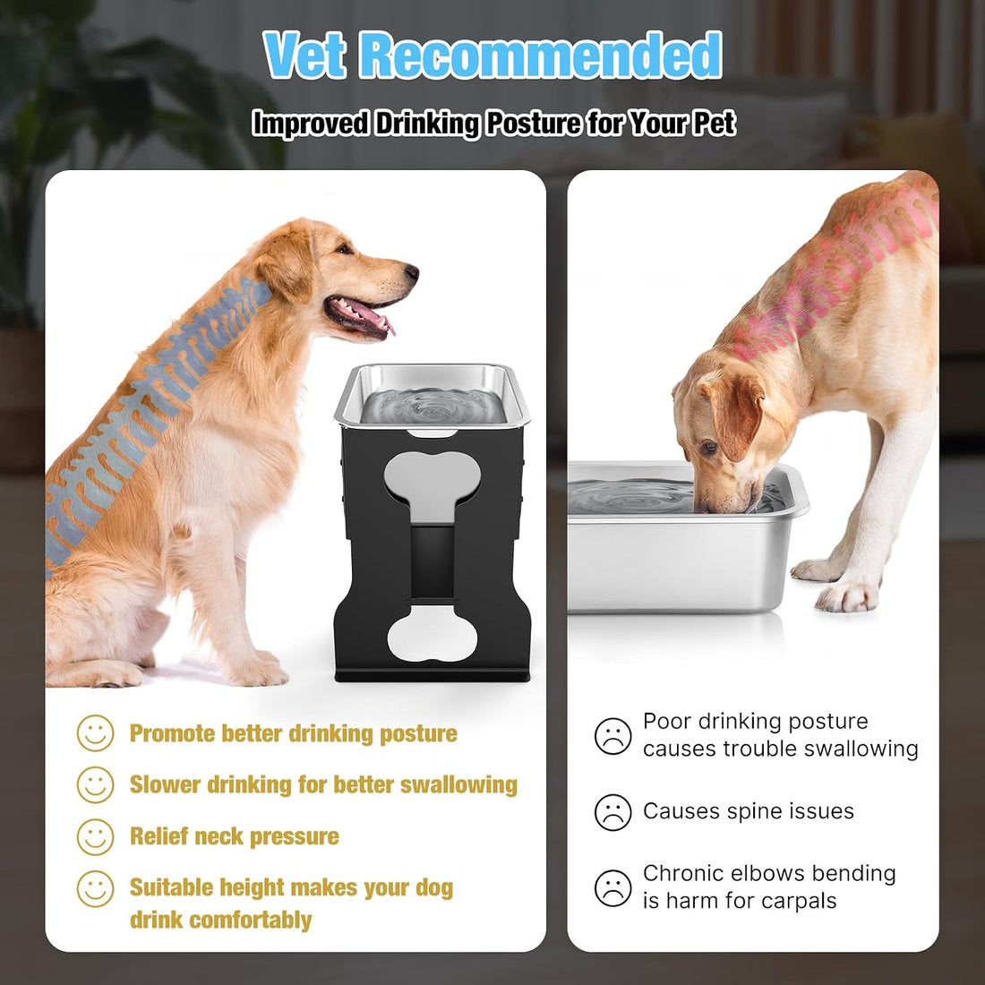 2.4 Gallon Elevated Large Dog Water Bowl,14" Raised Stainless Steel