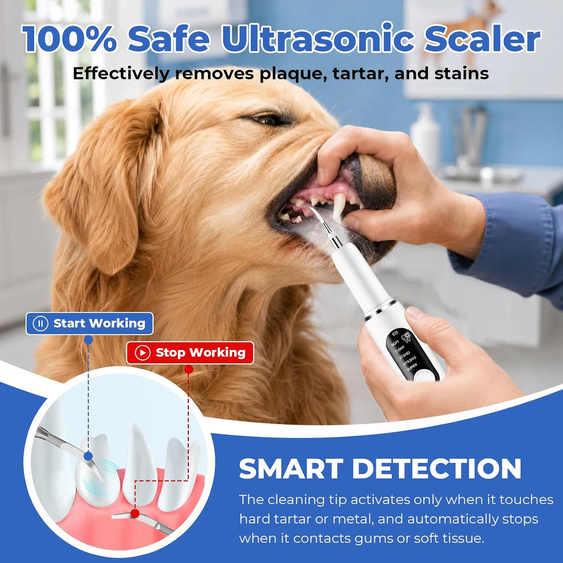 Dog Ultrasonic Tooth Cleaner, Pet Plaque and Tartar Remover IPX6