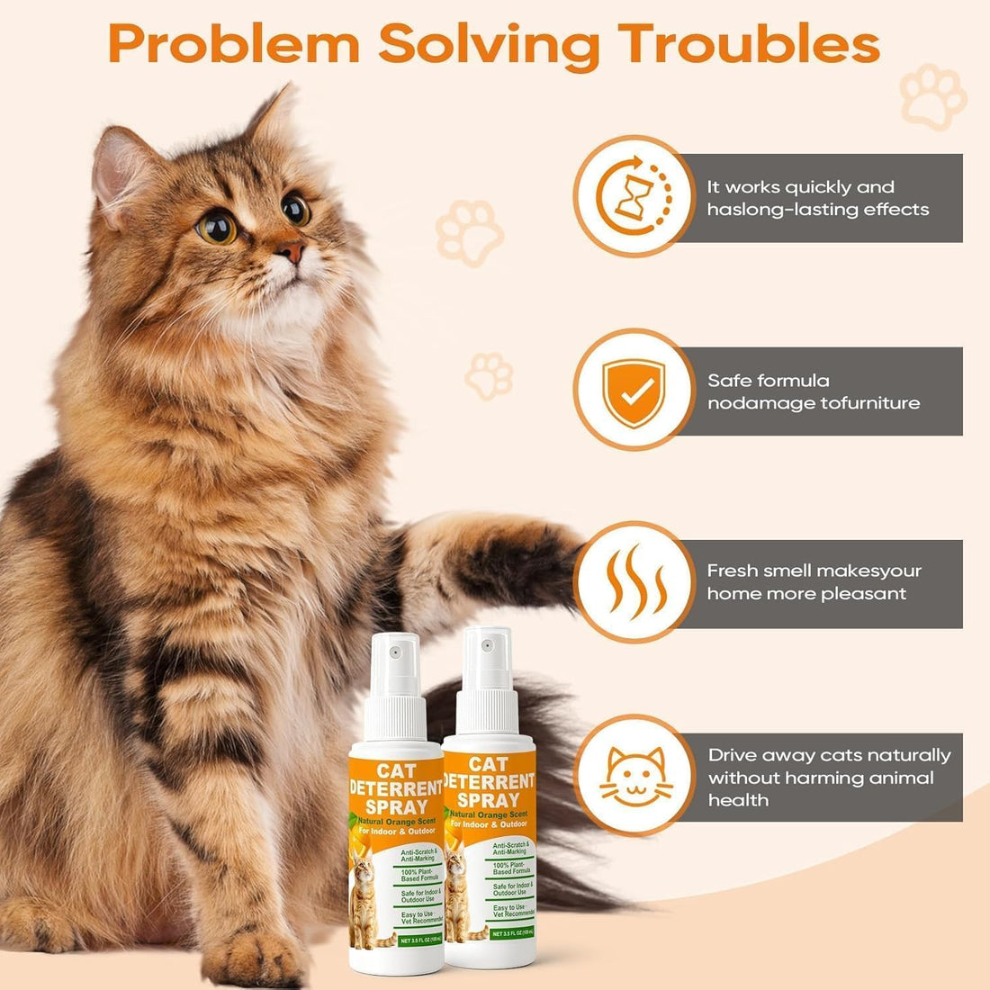 Cat Deterrent Spray 2 Pack, Natural Non-Toxic Plant Based