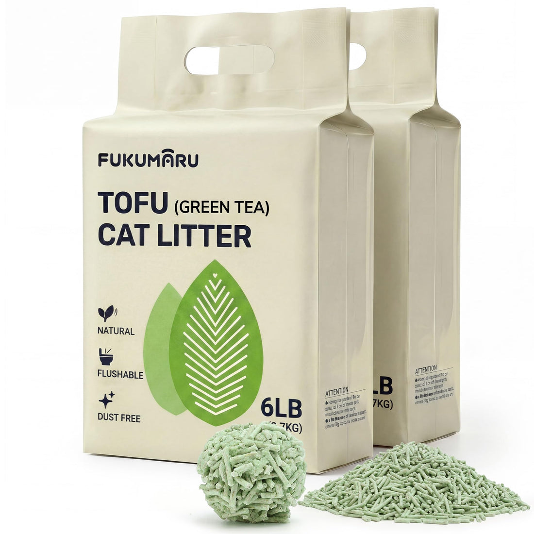 FUKUMARU Tofu Cat Litter, Green Tea Scented, Clumping, Odor Control