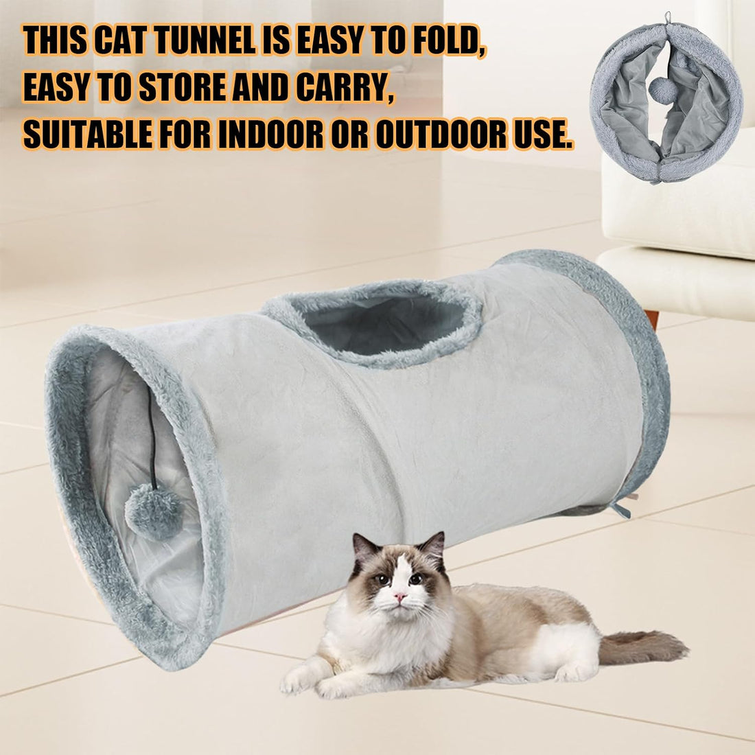 Cat Tunnel,Indoor Cat Play Tube Toys with Play Ball,Durable