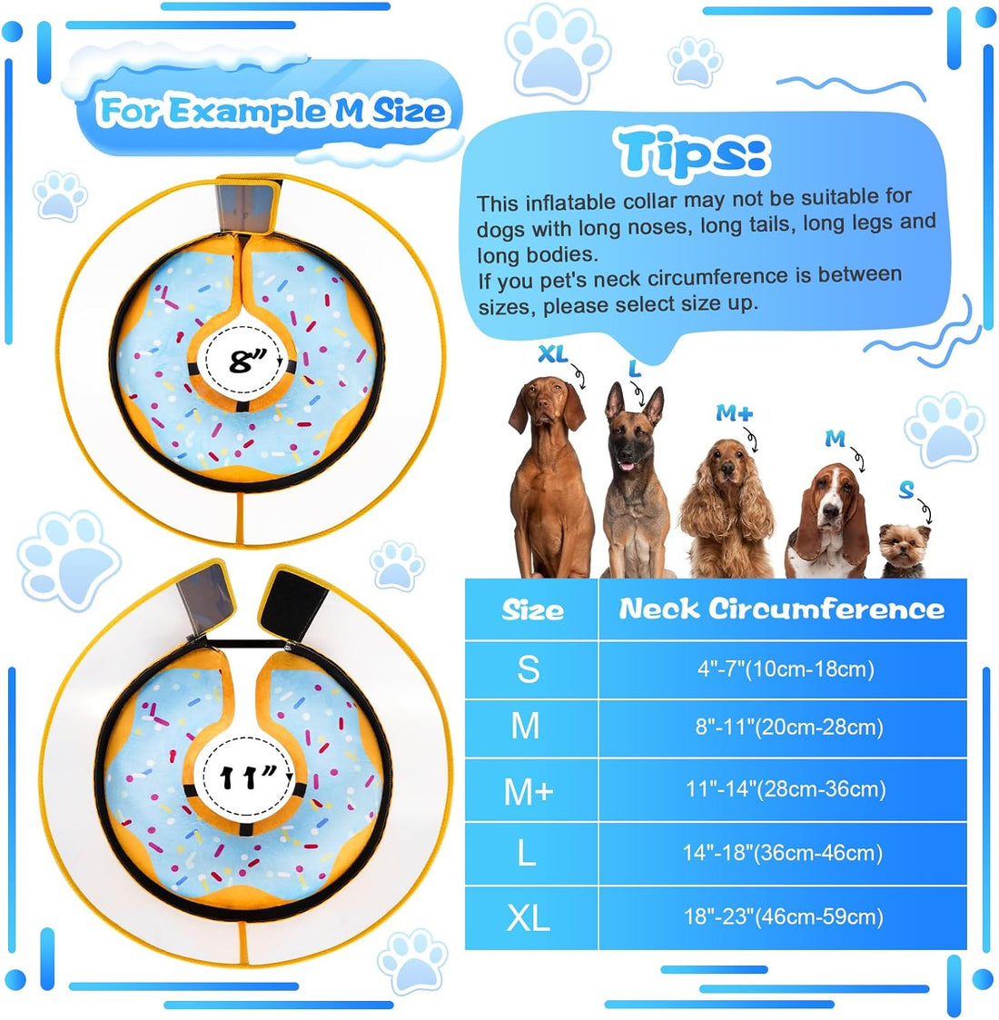 CNEO Inflatable Dog Cone Collar with Detachable Enhanced Anti-Licking