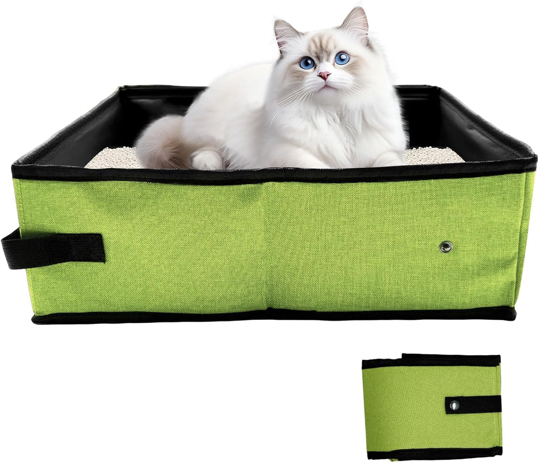 Folding Travel Litter Box for Cats, Portable Waterproof Cat Litter Box