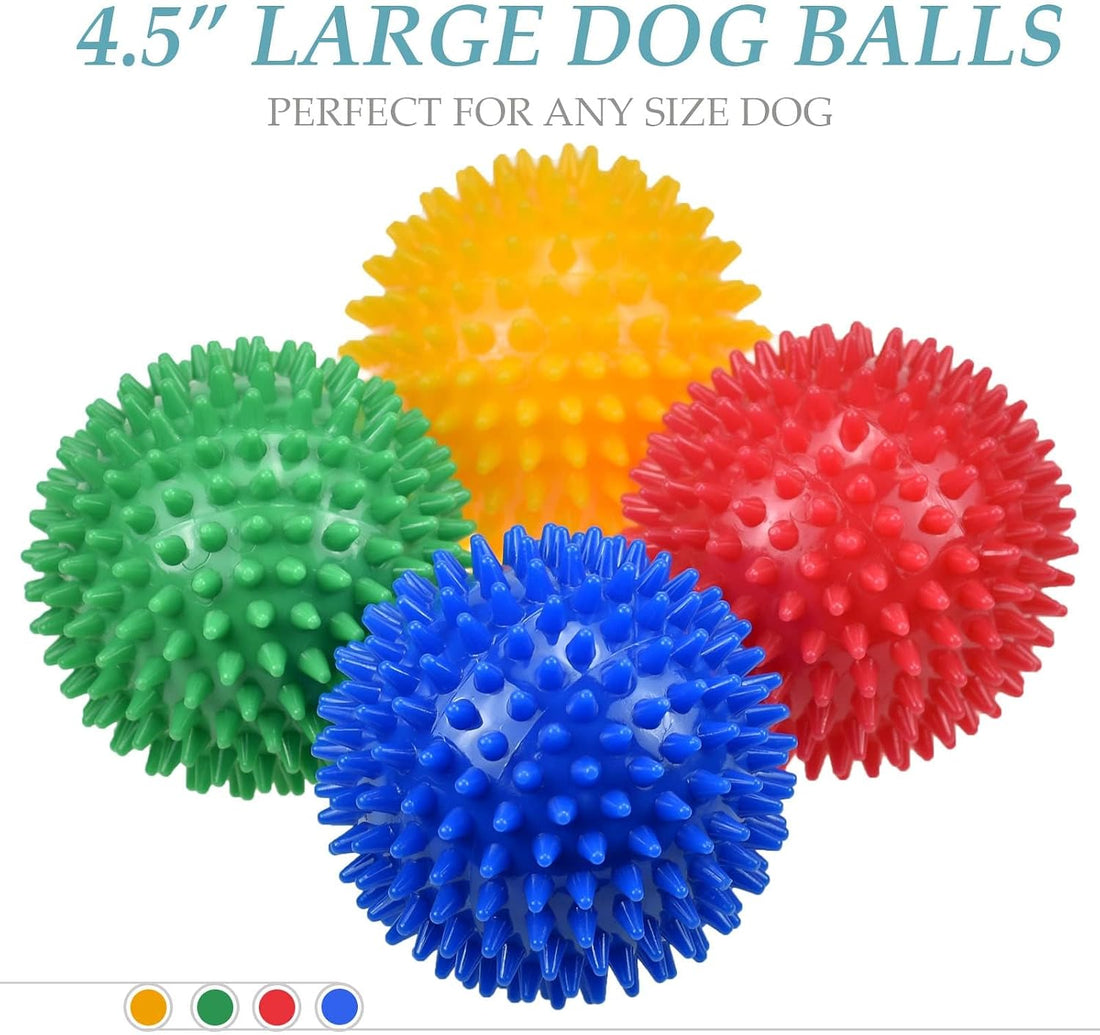 Ousiya Dog Balls 4.5” Squeaky Dog Toys Spikey Ball for Aggressive