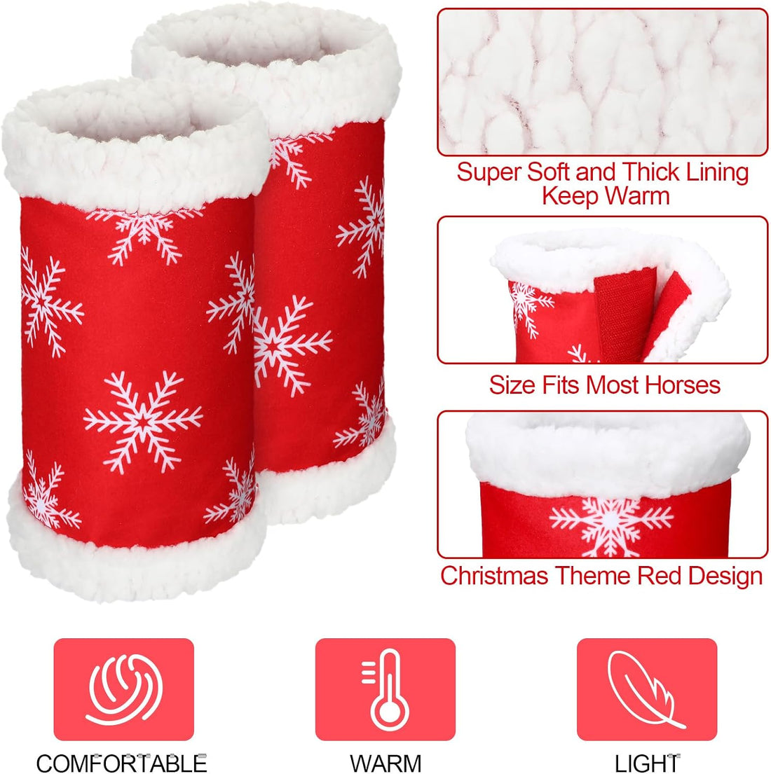 Mixweer 4 Pcs Christmas Horse Leg Wraps